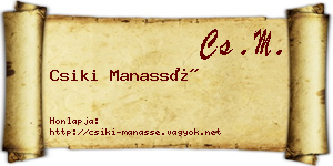 Csiki Manassé névjegykártya
